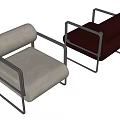 Modern Leisure Chairs with Light Gray Burgundy Upholstery and Metal Frame Design