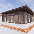 Traditional Sunroom With Brown Frame Windows Red Tiled Roof And White Walls