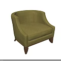Modern Beige Fabric Single Sofa With Comfortable Armrests And Sturdy Wooden Legs