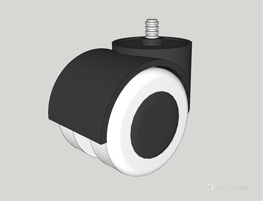 Black And White Caster Wheel With Central Black Circle And Top Screw Design 3d model 