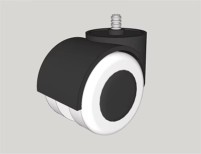 Black And White Caster Wheel With Central Black Circle And Top Screw Design 3d model