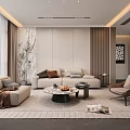 Modern Living Dining Room Interior Design With Comfortable Sofa Coffee Table And Area Rug