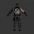 Man Wearing Batman Costume With Armored Suit Bat Symbol And Tactical Gear