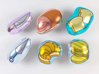 Colorful Inflatable Models With Various Shapes Food And Tool Designs For Decoration 3d model