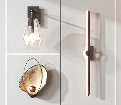 Modern Wall Lamps With Glass Shade And Metal Frame For Contemporary Home Decor 3d model