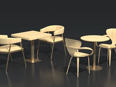 Modern Furniture Collection With Rectangular And Round Tables And Ergonomic Chairs 3d model