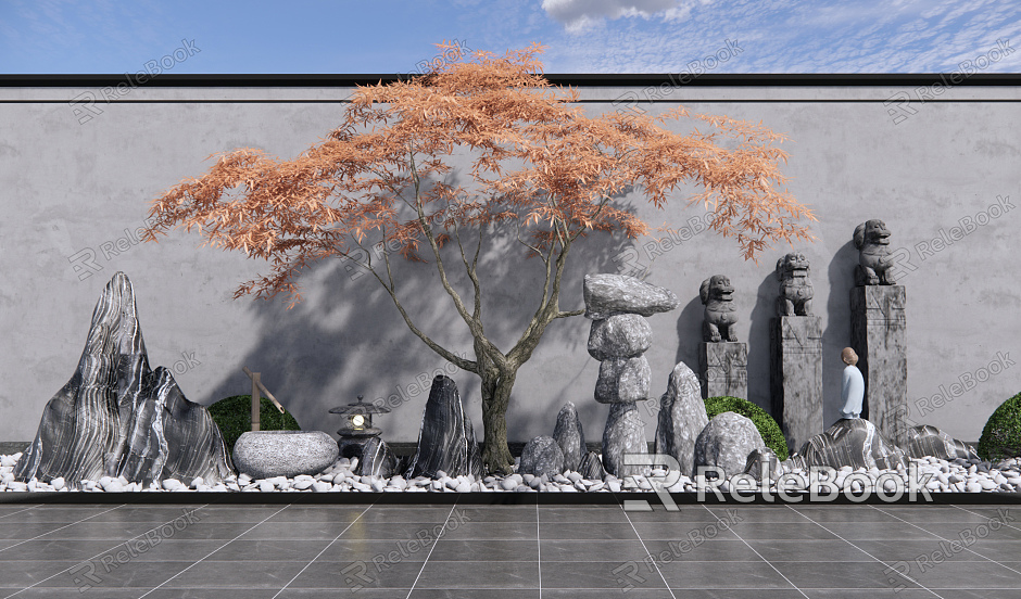 New Chinese Landscape Setches Dead Rock Courtyard Landscape model