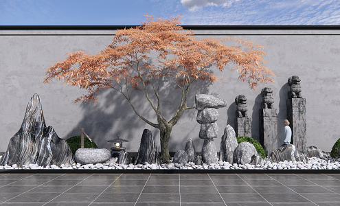 New Chinese Landscape Setches Dead Rock Courtyard Landscape 3d model