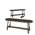 Modern Wooden Benches In Black And Brown With Sleek Leg Design