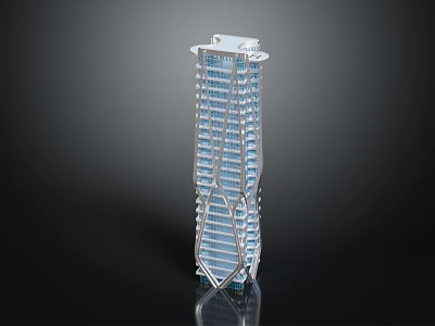 Modern Skyscraper Architectural Design With Glass Facade Metallic Frame And Unique Structure 3d model