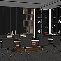 Modern General Manager Office Chair Sofa Coffee Table Combination Bookcase Conference Table 3d model