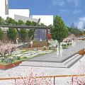Waterfront Landscape Design With Greenery Trees Promenade Urban Buildings And Shoreline Road