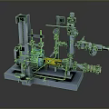 Industrial Mechanical Equipment Model Featuring Pump Piping Motor And Metal Structure