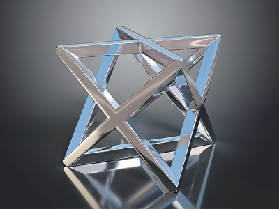 Modern Metallic Geometric Wall Decor Star Shaped 3D Sculptural Design With Reflective Surface 3d model