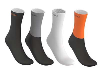 COVA Casual Socks Featuring Black Gray White Orange Color Block Design For Everyday Wear 3d model