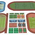 Diverse Soccer Field Layouts With Running Tracks And Green Turf Surfaces