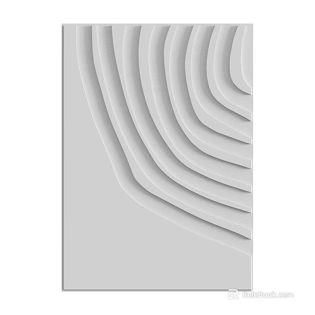 Modern Photo Frame With Wavy Layered Design In Gray Contemporary Style 3d model 