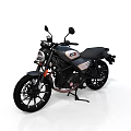 Black Modern Motorcycle With Leather Seat Classic Headlight And Spoked Wheels