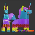 Vibrant Colorful Unicorn Stuffed Toys With Fringe Details And Decorative Streamer