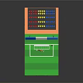 Soccer Field Scene With Green Turf Goal Net Goalkeeper Soccer Ball And Colorful Seats