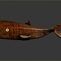 Realistic Wooden Whale Model Featuring Polished Surface And Natural Wood Texture