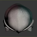 Cartoon Style Hooded Mask With Horns And Large Dark Eyes On Dark Background