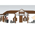 Wooden House Exterior Design With White Walls Brown Roof Porch And Decorative Lanterns