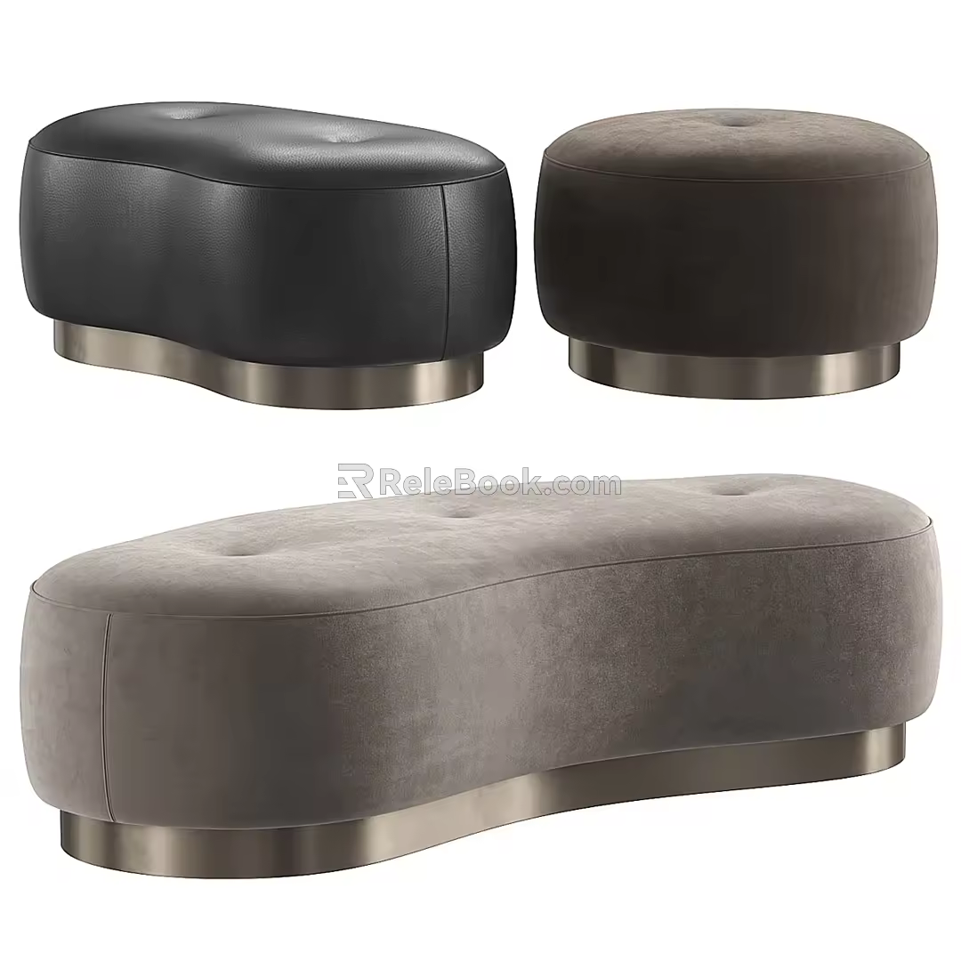 Minotti Torii Bold cushion stool 3d model