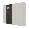 Modern Light Colored Storage Cabinet With Glass Doors Open Shelves In Living Room For Books