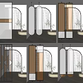 Modern partition glass screen 3d model