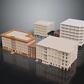 Building Models of Various Architectural Styles with Different Designs on Black Background