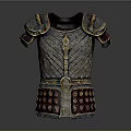 Ancient Warrior Armor With Gold Ornaments Red Accents And Intricate Carvings
