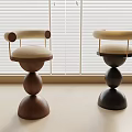 Modern Two Tone Dining Chairs With Spherical Stacked Base And Upholstered Seat 3d model