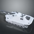 White Military Tank With Tracks Gun Barrel Turret And Exterior Features
