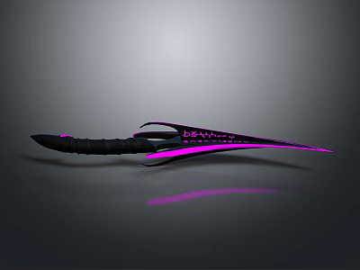 Futuristic Sci Fi Weapon with Purple Glowing Blade and Black Handle Design 3d model