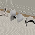 Modern Curved Single Sofas in White Black Beige with Stylish Carpeted Room Design