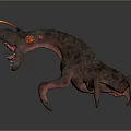 Horror Monster Game Movie Character With Large Mouth Sharp Teeth And Glowing Antennae