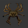 Detailed Realistic Brown Crab With Large Textured Claws And Segmented Shell Legs 3d model