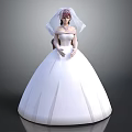 Elegant Bride in White Wedding Dress with Veil Standing Gracefully