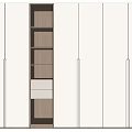 Modern Wardrobe Design With White Panels Open Shelves Drawers And Clean Lines