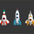 Colorful Space Rocket Models With Various Designs And Shapes For Aerospace 3d model
