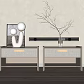 Modern Minimalist Bedside Tables With Drawers And Decorative Artwork