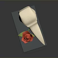 Elegant Blue Book With Red Rose And White Decorative Scroll 3d model