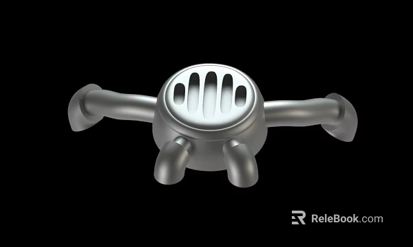 Metallic Component With Circular Slotted Top And Three Legged Structure 3d model 