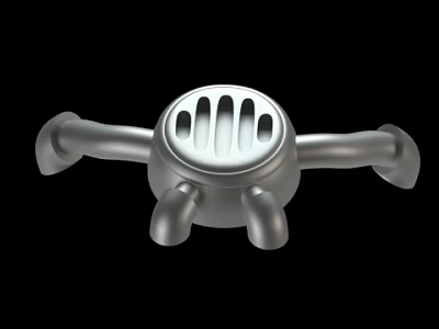 Metallic Component With Circular Slotted Top And Three Legged Structure 3d model