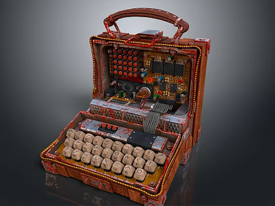 Open Suitcase Weapon Interior With Electronic Components Buttons And Knobs Design 3d model
