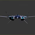 Blue And White Passenger Jet With Sleek Aerodynamic Design And Futuristic Wing Structure