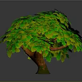 3D Rendered Tree with Green and Yellow Leaves and Brown Trunk in Lush Foliage