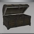 Vintage Wooden Storage Chest With Metal Hardware Open Lid And Soft Interior Lining