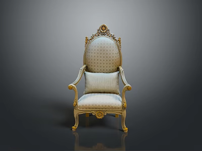 Elegant Classical Sofa Stool With Golden Carved Decoration And Light Colored Cushion 3d model